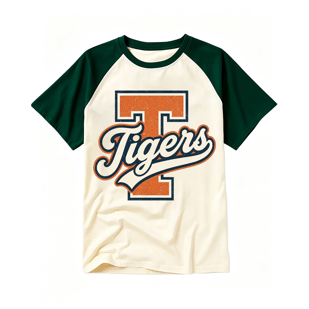 Personalized School Mascot Raglan Baseball T-Shirt Custom Mascot Name Gift for Team Player