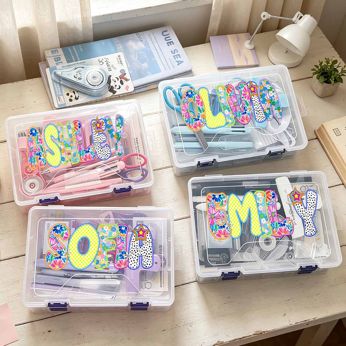 Personalized Pencil Boxes Stationery Set Back to school Durable Plastic