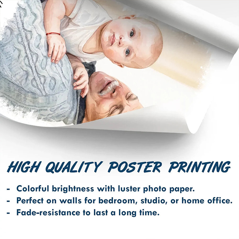 Personalized Photo Watercolor Painting I Love You Daddy Grandpa Pet Dad Custom Poster for Dad Grandpa Family Gift