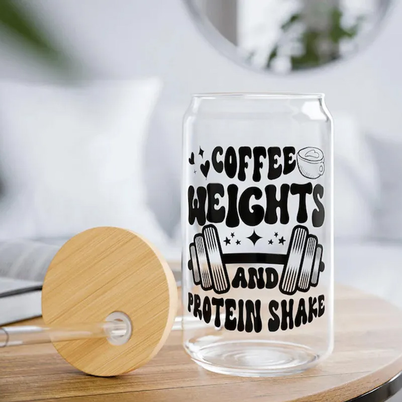 Personalized Gym Water Glasses Gym Lover Cup Beer Can Glass with lid straw Workout Iced Coffee Gift for Gym Girl