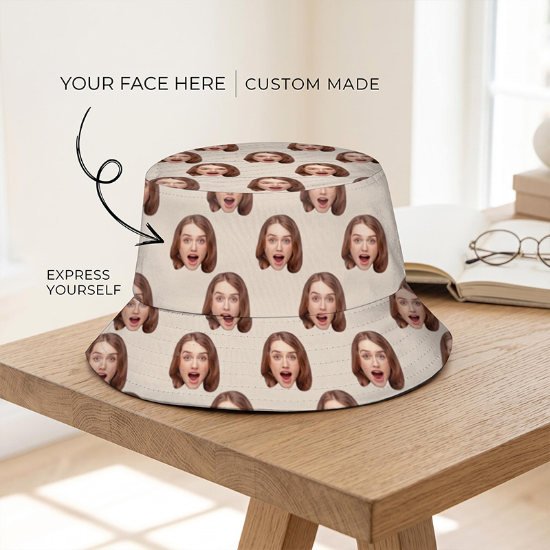 Personalized Photo Face Bucket Hat Custom Photo Sun Hat Gift Couple Gift Summer Gift for Her Wife Girlfriend Gift