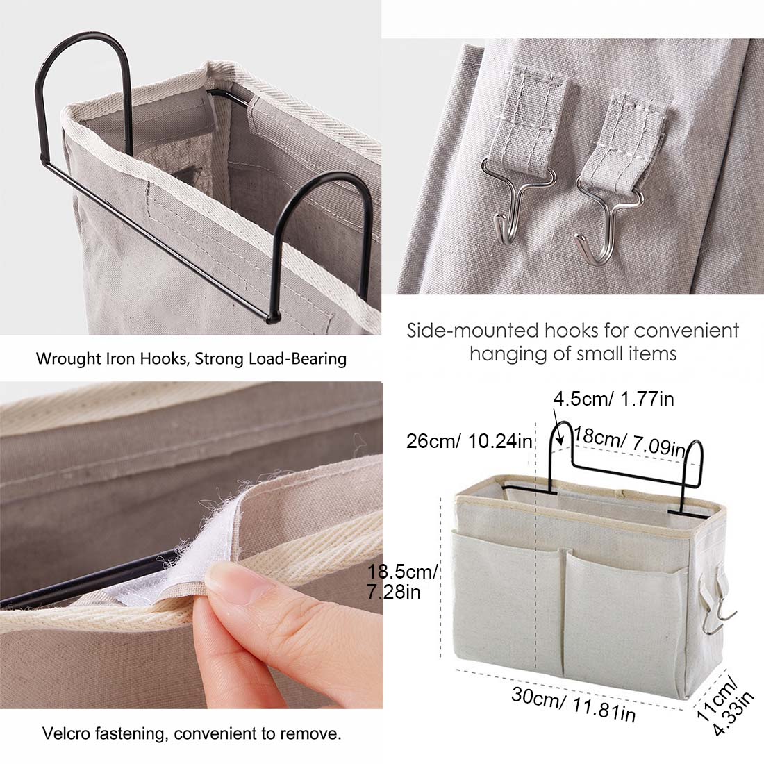 Bedside Storage Hanging Bag Dormitory Upper Bunk Storage Artifact Bed Shelf Dormitory Bedside Hanging Basket Fabric Storage Bag