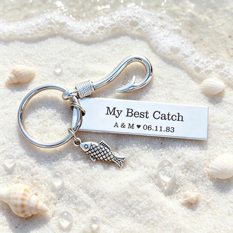 Personalized Best Catch Fishing Keychain Funny Fishing Keychain Romantic Gift for Couples Anniversary Gift for Him