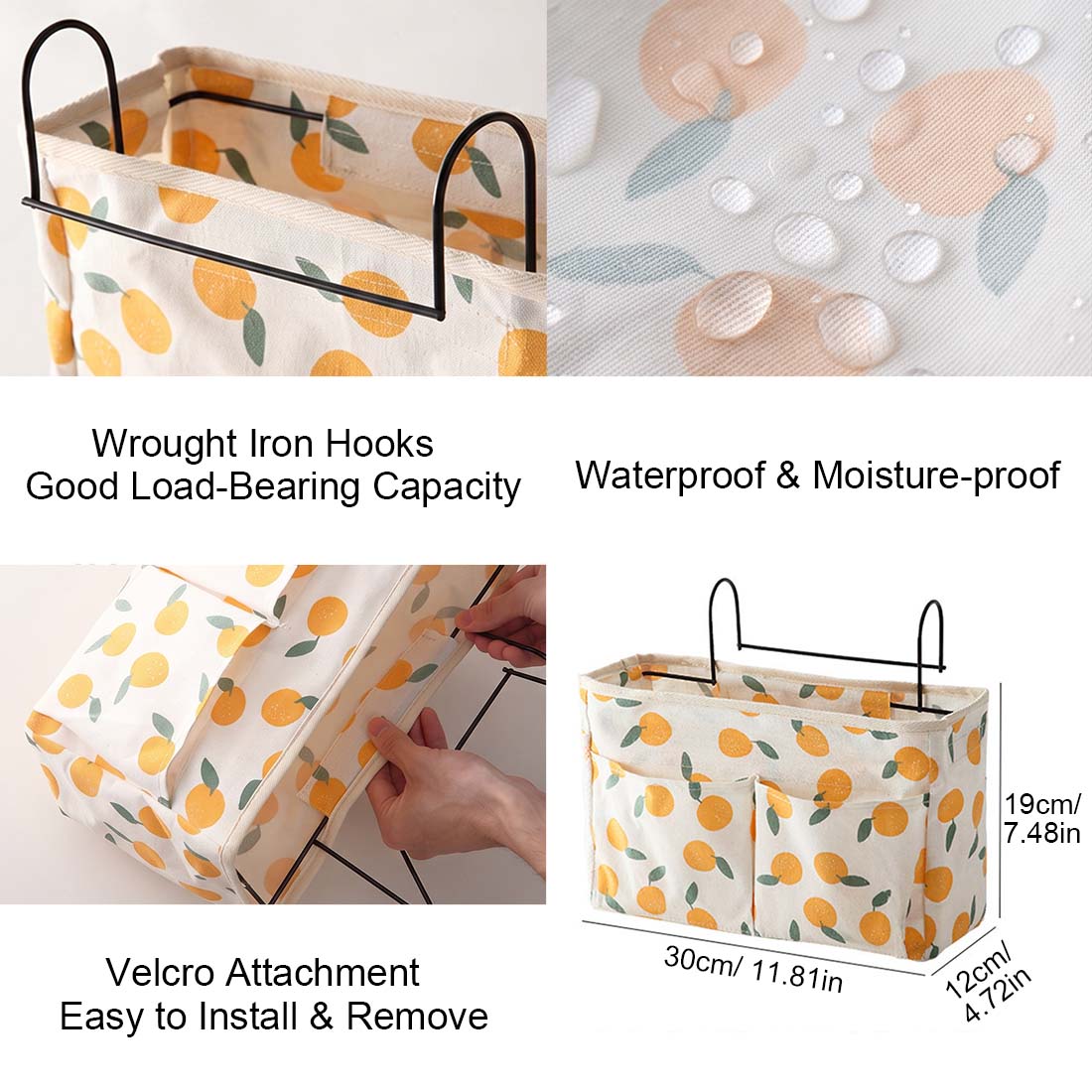 Bedside Storage Rack Dorm Room Storage Hanging Bag Fabric Hanging Basket for College Students