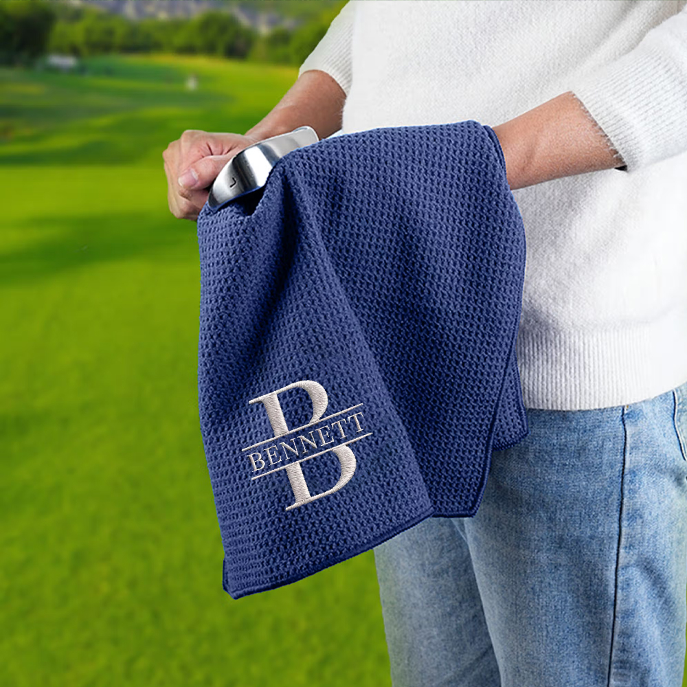 Personalized Golf Towel Embroidered Microfiber Towels with Custom Name Bag Accessory Custom Waffle Pattern Golf Towel Gifts for Men