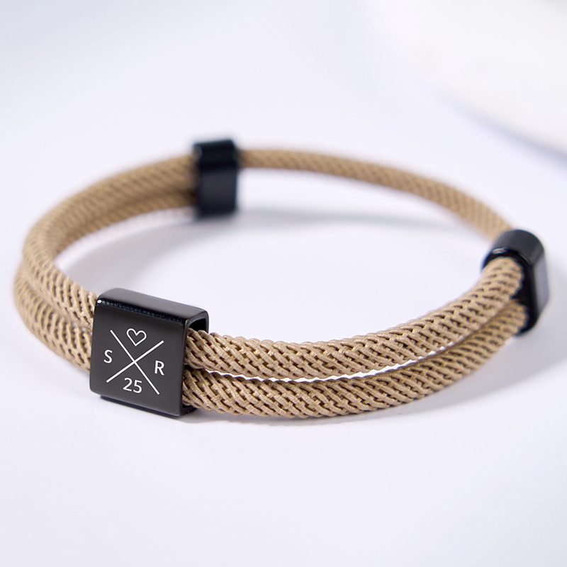 Personalized Adjustable Sliding Knot Bracelet for Dad Individual Engraving Bracelet Dad Bracelet Custom Initials Dad Birthday Gift