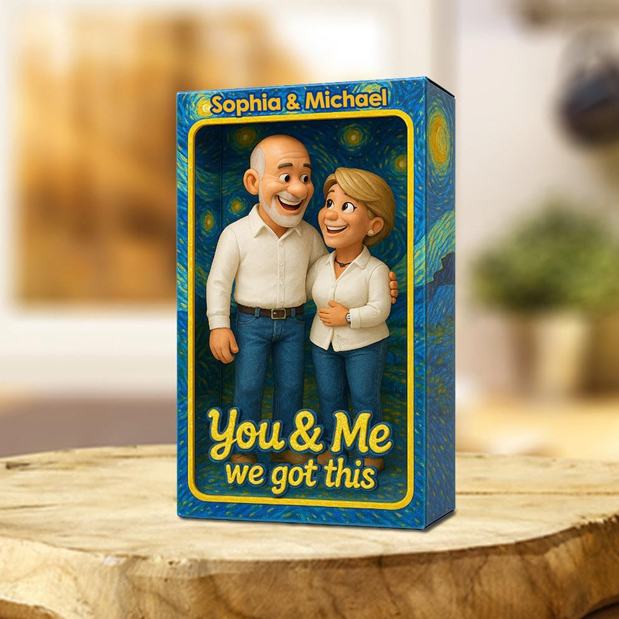 Personalized You & Me We Got This Couple Custom Shaped Acrylic Plaque Personalized couple Figurine Acrylic Desk Ornament Custom Photo 3D Effect Cartoon Desktop Decor Plaque Anniversary Gifts for Husband Wife