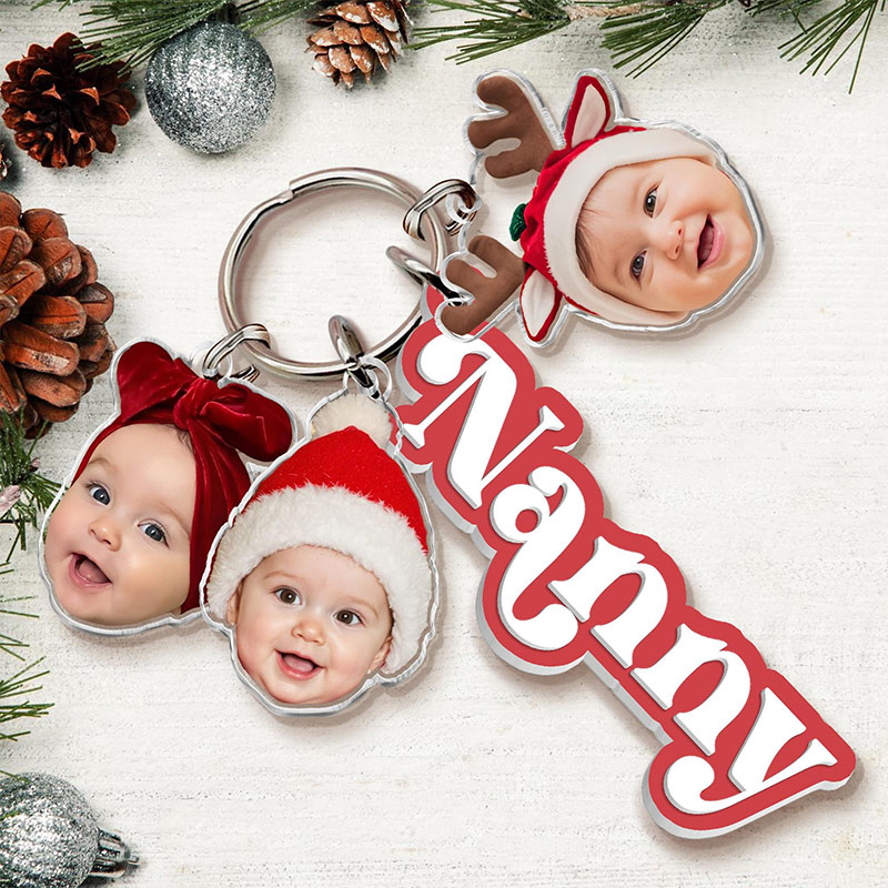 Personalized Kids Photo Charm Keychain Custom Grandma Gift from Grandkids Gifts for Mom Grandma