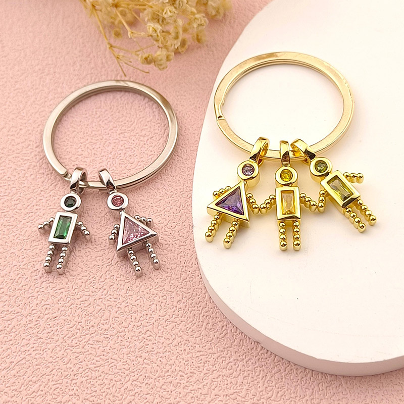 Personalized Birthstone Kids Charms Pendant Family Keychain Triangle Girl Keychain Birthday Gift for Grandma Mom Christmas Gift for Her 