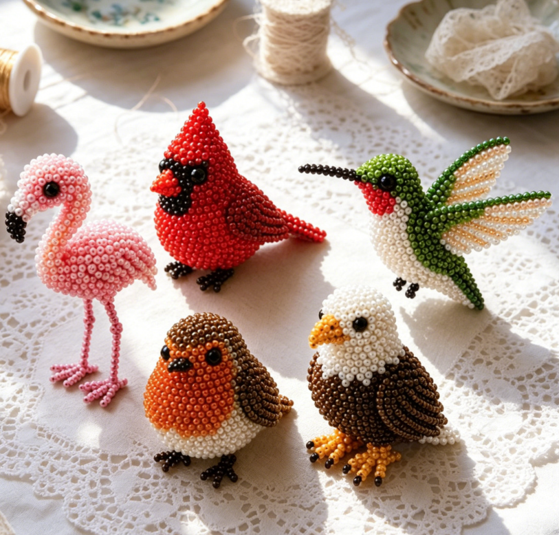 Personalized DIY Bead Bird Handmade Beading Kit Cute Animal Ornament Craft Gift For Adults Bird Lover Home Decor