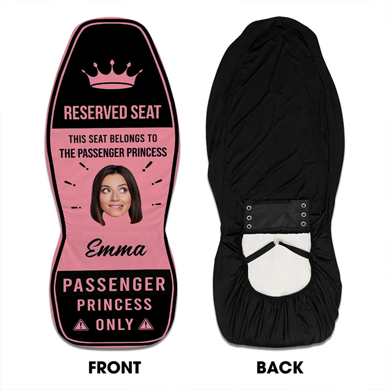 Personalized Reserved For Princesses Only Photo Car Seat Cover Gift for Wife Girlfriend Unique Car Gift
