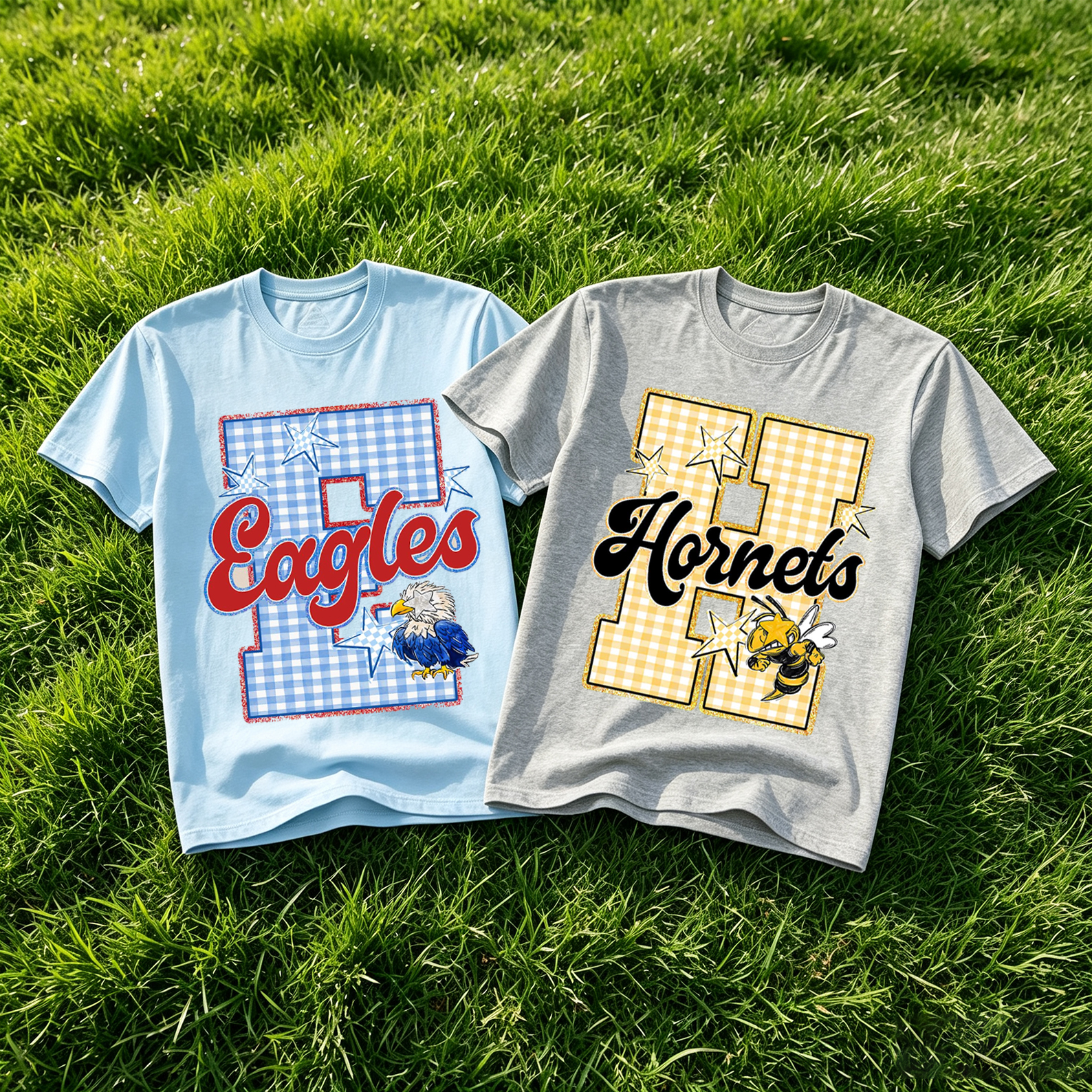 Personalized Gingham School Mascot Game Day Retro Design School Team Varsity Letters Back To School Gift