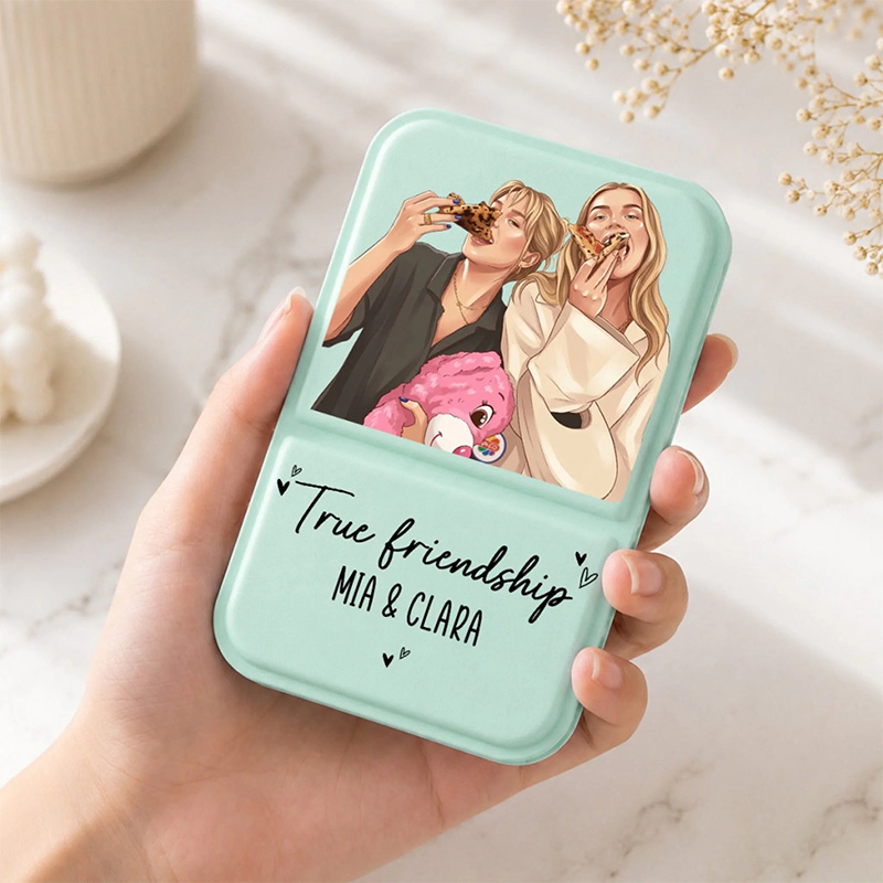 Personalized Love You Bestie Pocket Leather Mirror with Names Best Friend Photo Mirror Custom Unique Bestie Gift Bridesmaid Gift Wedding Bride Gift