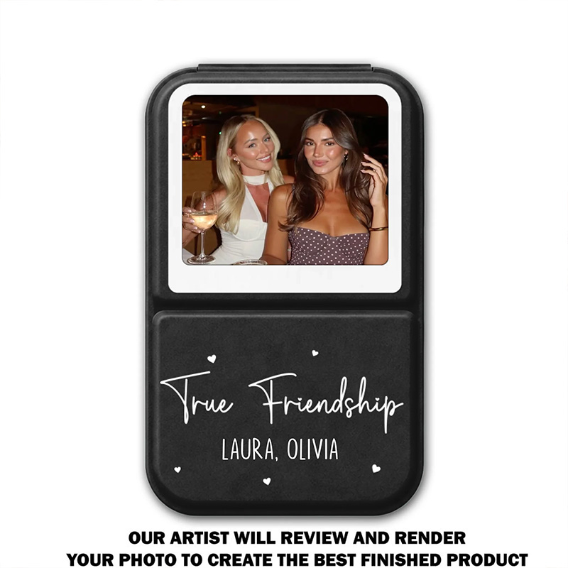 Personalized Bestie Pocket Leather Mirror with Names Best Friend Photo Mirror Custom Unique Bestie Gift Bridesmaid Gift Wedding Bride Gift