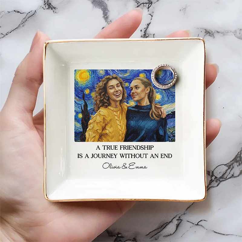 Personalized A True Friend is A Journey Without an End Jewelry Dish Friendship Jewelry Dish for Her Bestie Unique gift