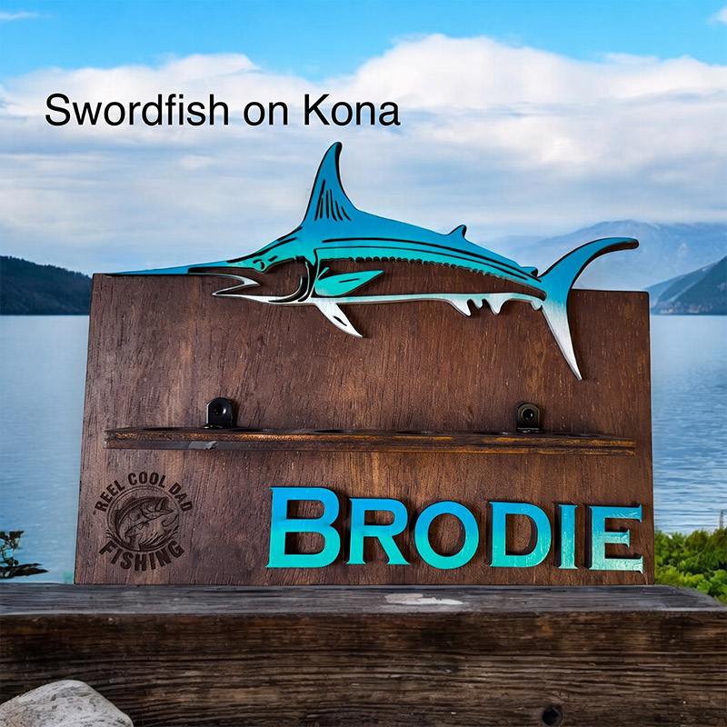 Personalized Reel Cool Dad Wood Fishing Rod Holder Custom Name 6-Rod Wall Rack for Dad Grandpa Fishing Lovers