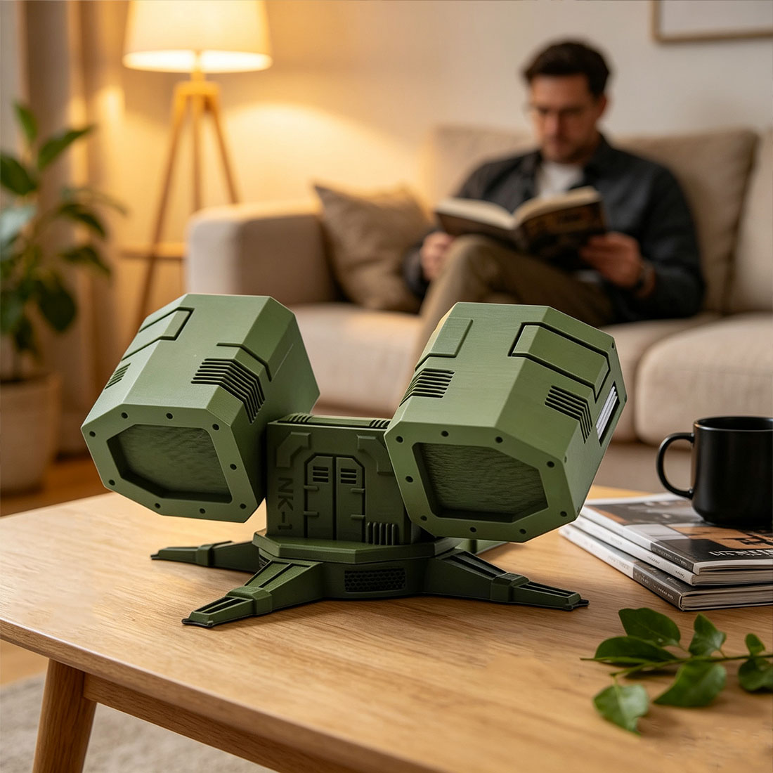 Battlefield Mech Launcher Battery Holder 3D Printed Rotatable Desk Organizer Unique Gift for Gamers & Tech Lovers