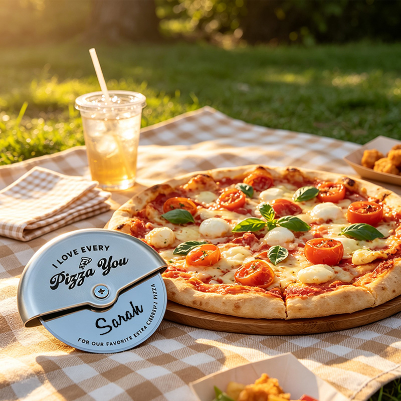 Personalized Couples 11th Steel Anniversary Pizza Cutter Engraved Pizza Cutter Wheel  Engraved Stainless Steel Pizza Tool Custom Kitchen Gift for Him Her Couples Newlyweds Kitchen Gift