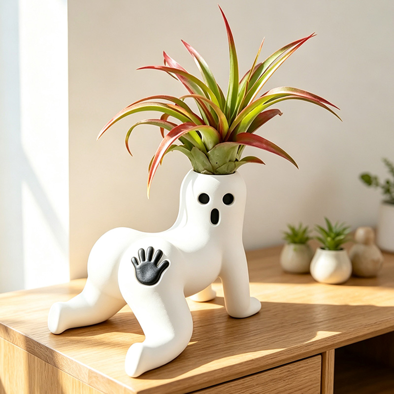 Creepy Crawler Ghost Air Plant Holder  Funny 3D Printed Humanoid Planter Unique Tillandsia Display Vase Weird Desk Decor Funny Gift For Wife from Husband