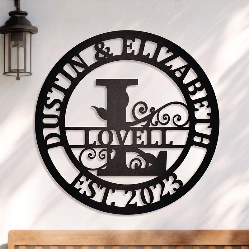 Personalized Family Name Metal Sign Custom Initial Metal Monogram Last Name Sign Family Gift Housewarming Gift Home Decor 