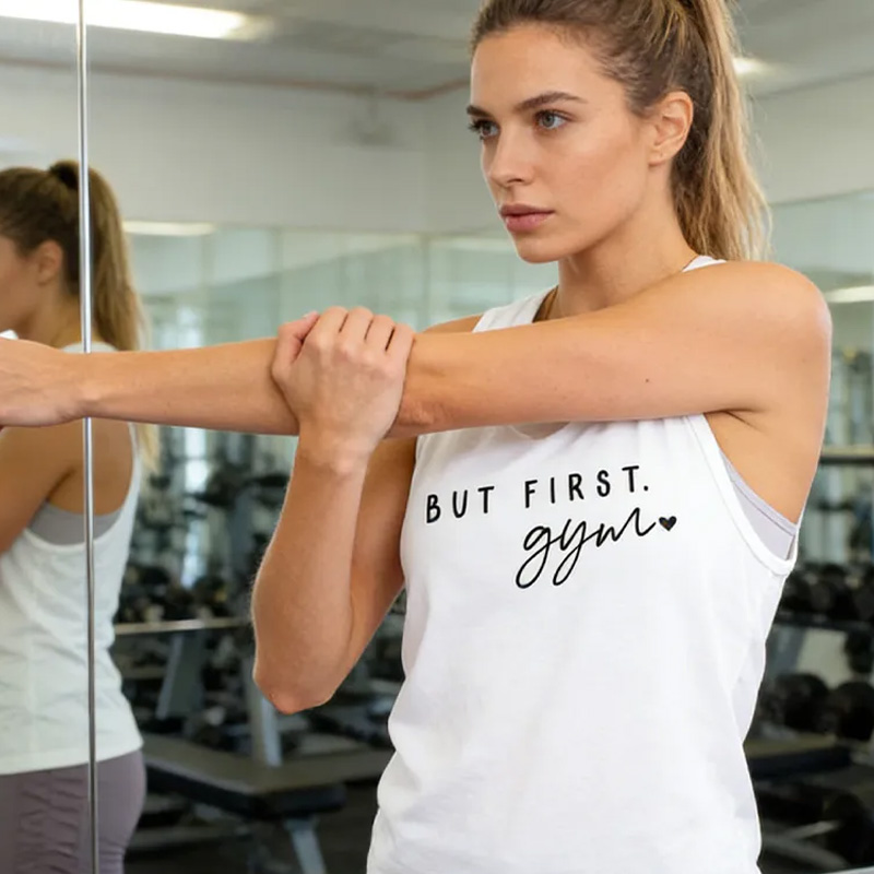Personalized But First Gym Tank Top Tank Inspirational Workout Gym Top for Gym Lover
