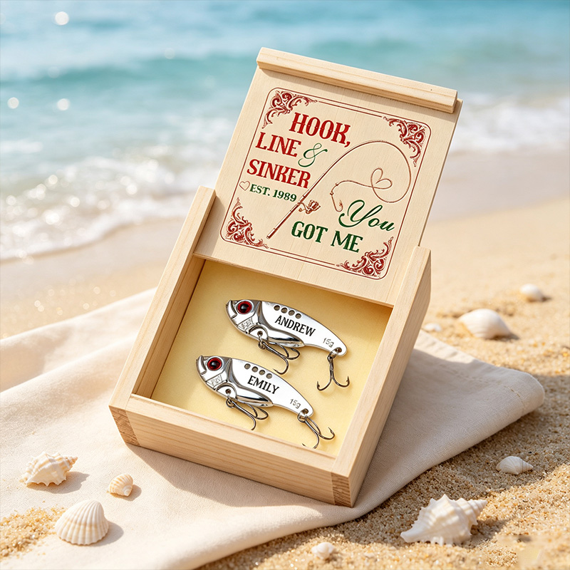 Personalized Hooked on You Forever Fishing Lure for Couple