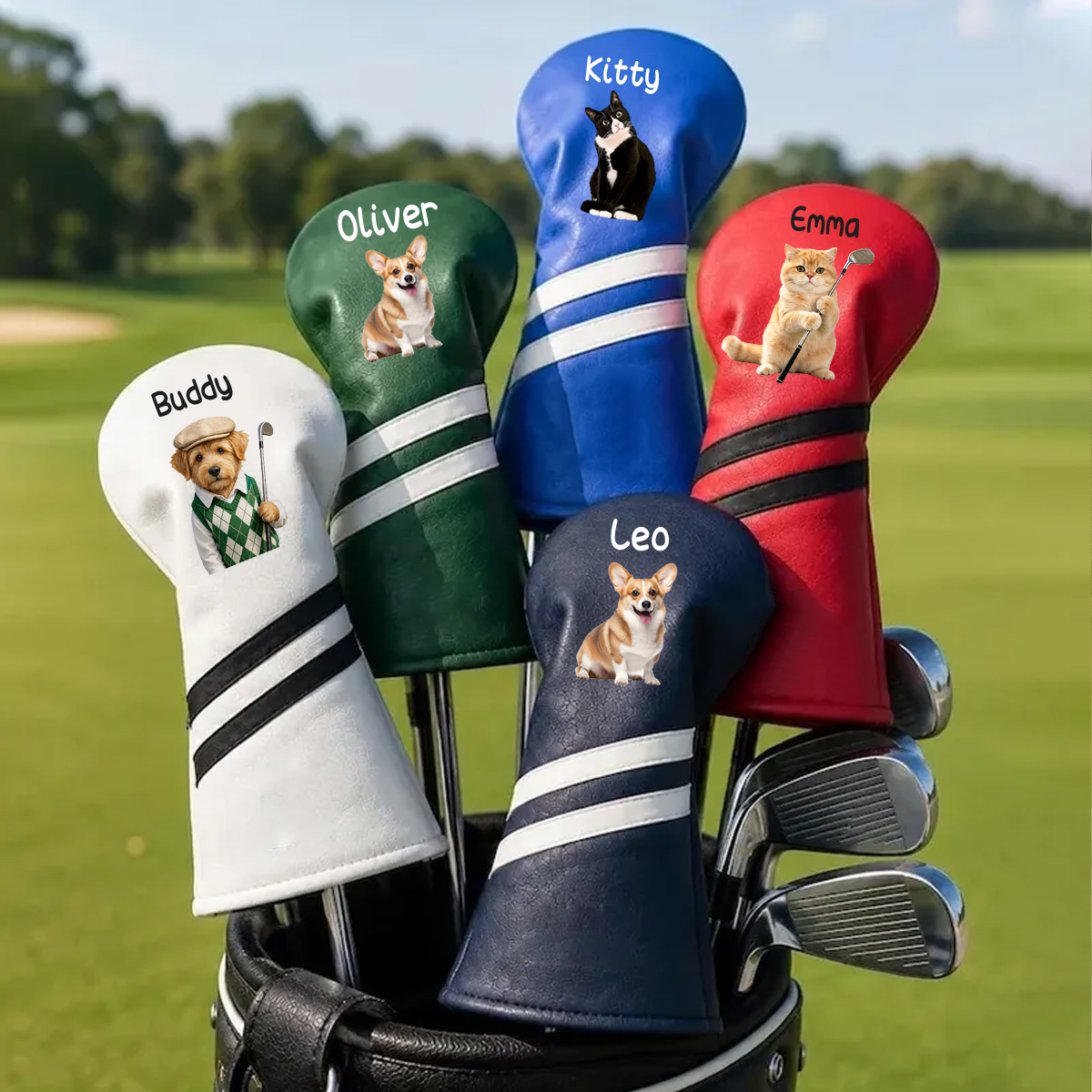 Personalized Golf Club Headcovers Custom Pet Photo Style Gift for Golf Per Lovers