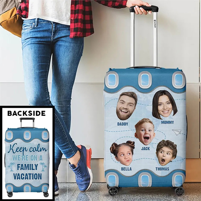 Personalized Photo Let's Get On The Family Vacation Luggage Cover Custom Family Summer Vacation Gift For Family Members