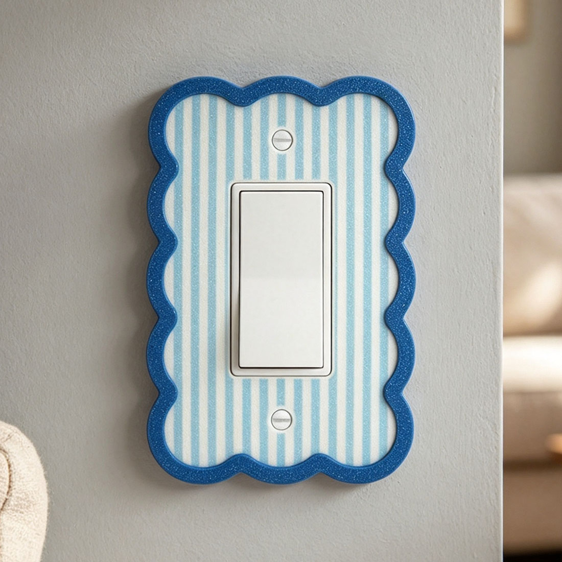 Light Switch Plate Decorative Border Thin Stripe Cloud Wall Plate Cover Baby Bedroom Pastel Border Striped Cloudcore Mix & Match Colors