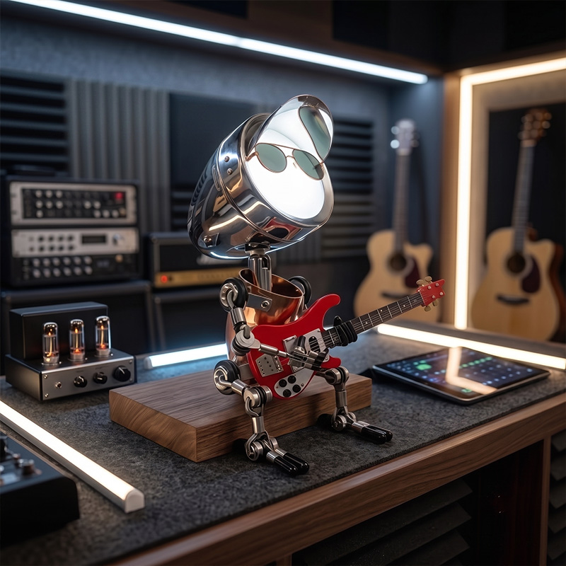 Personalized Dad You Rock Lamp Custom Steampunk Robot Bassist Lamp Guitar Enthusiast Decorative Lamp Custom Gift for Dad Music Enthusiast Gift