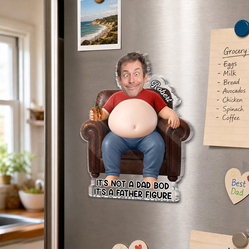 Personalized Photo Dad Bod Belly Squishy Acrylic Fridge Magnet Custom Funny Gifts For Dad Grandpa Powered By Dad Bod Energy