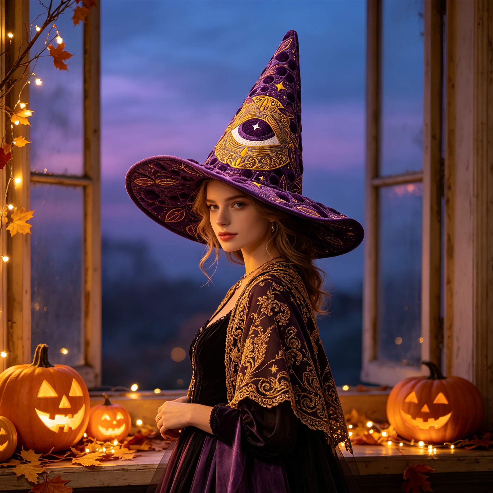 Eye Celestial Gothic Handcrafted Quilted Witch Hat Spooky Season Gift