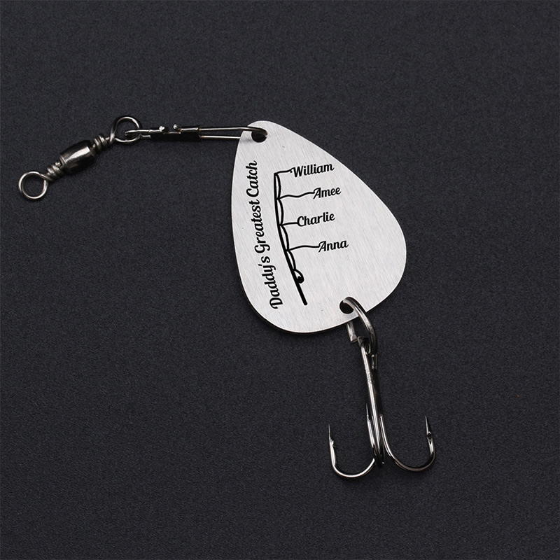 Personalized Fishing Lure Keychain Hooked On Daddy Greatest Catch Fishing Dad Gift for Him