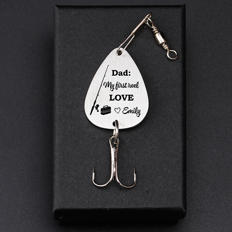 Personalized Fishing Lure Keychain Dad My First Reel Love Custom Fishing Hook Birthday Gift for Dad Fishing Lover Gift
