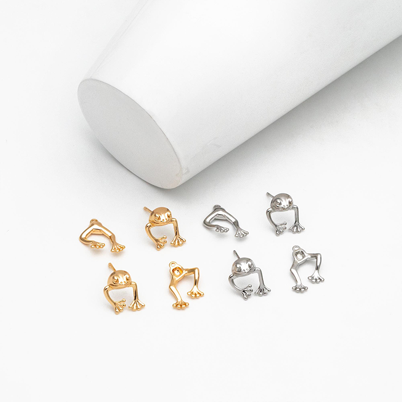 Personalized Gold/ Silver Frog Stud Earrings for Girlfriend Bestie Earring Two-Piece Animal Ear Jacket Unique Fun Gifts 
