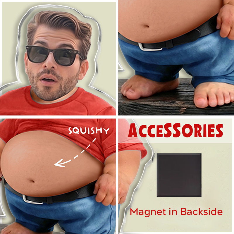 Personalized Photo Squishy Magnet DAD BOD CERTIFIED Acrylic Fridge Magnet with Squishy Belly Funny Gift for Dad Grandpa