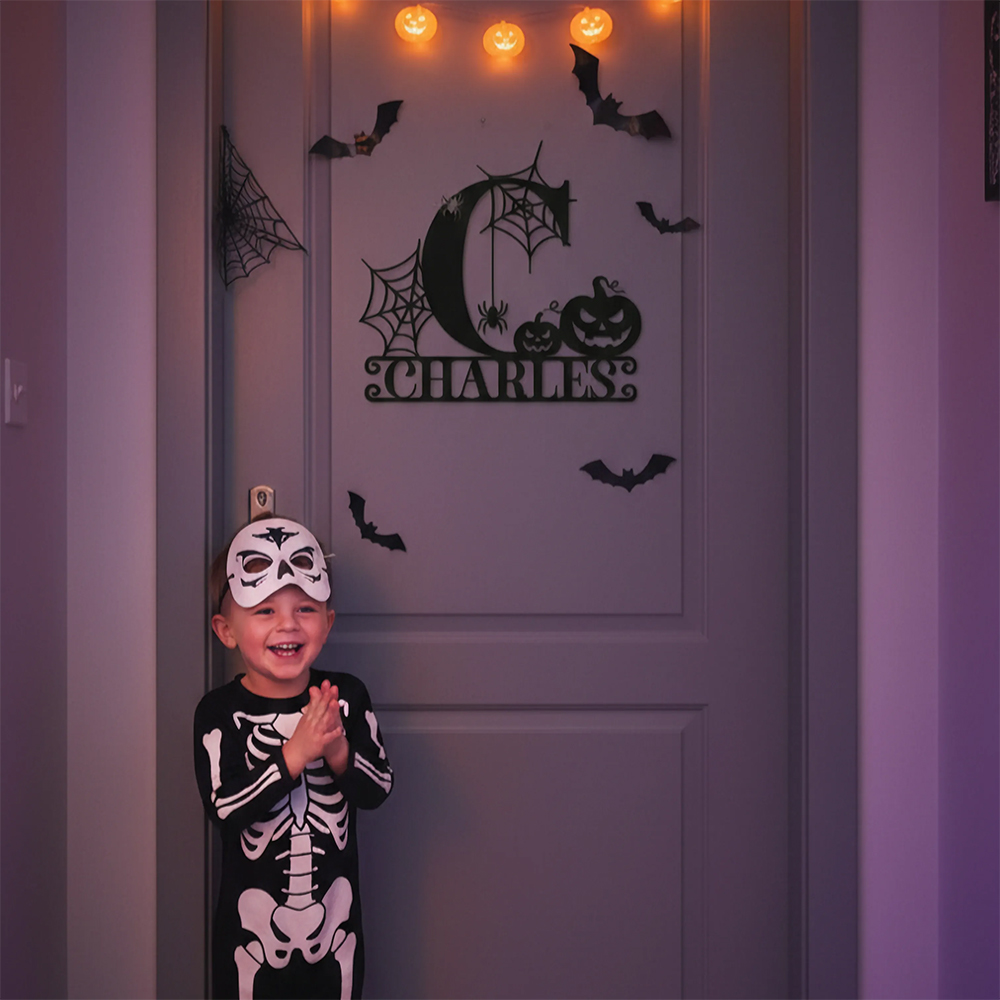 Personalized Halloween Initial Name Sign Door Decoration Halloween Gift