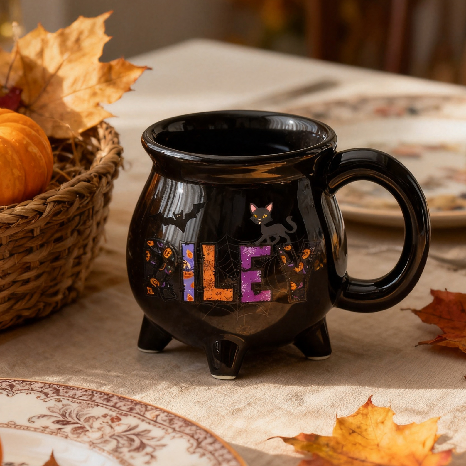 Personalized Halloween Ceramic Witch Mug Spider Web with Custom Name Gift for Halloween