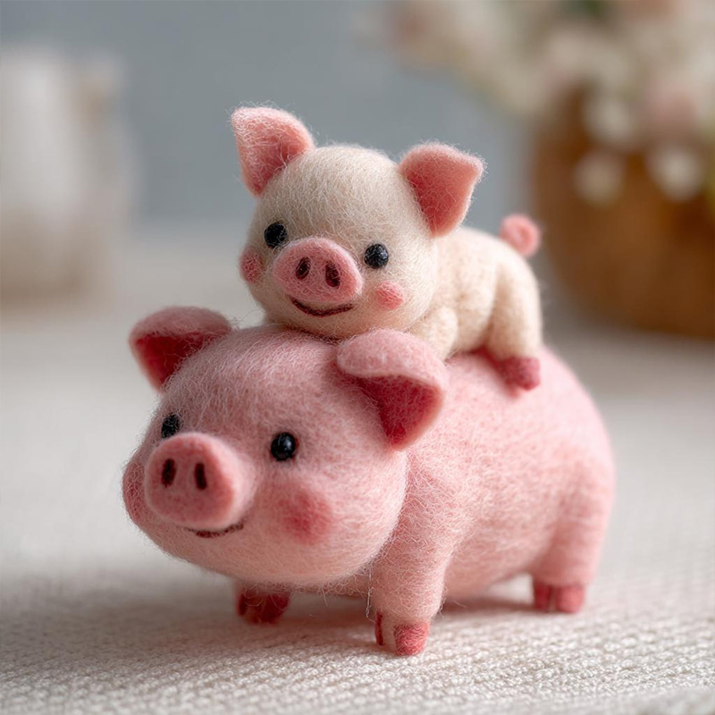 Personalized Needle Felt Animal Family Figurine New Mom Gift New Mom Keepsake Home Decor
