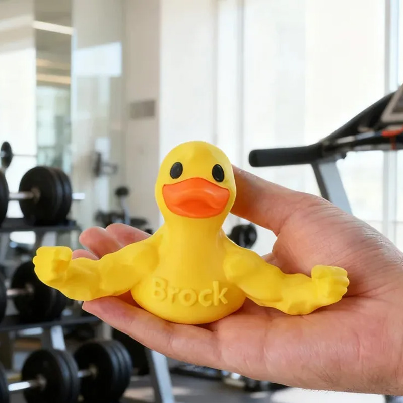 Personalized 3D Printed Funny Muscle Arm Duck with Name Desk Decor Birthday Gift for Friends Gym Rat Gym Lovers