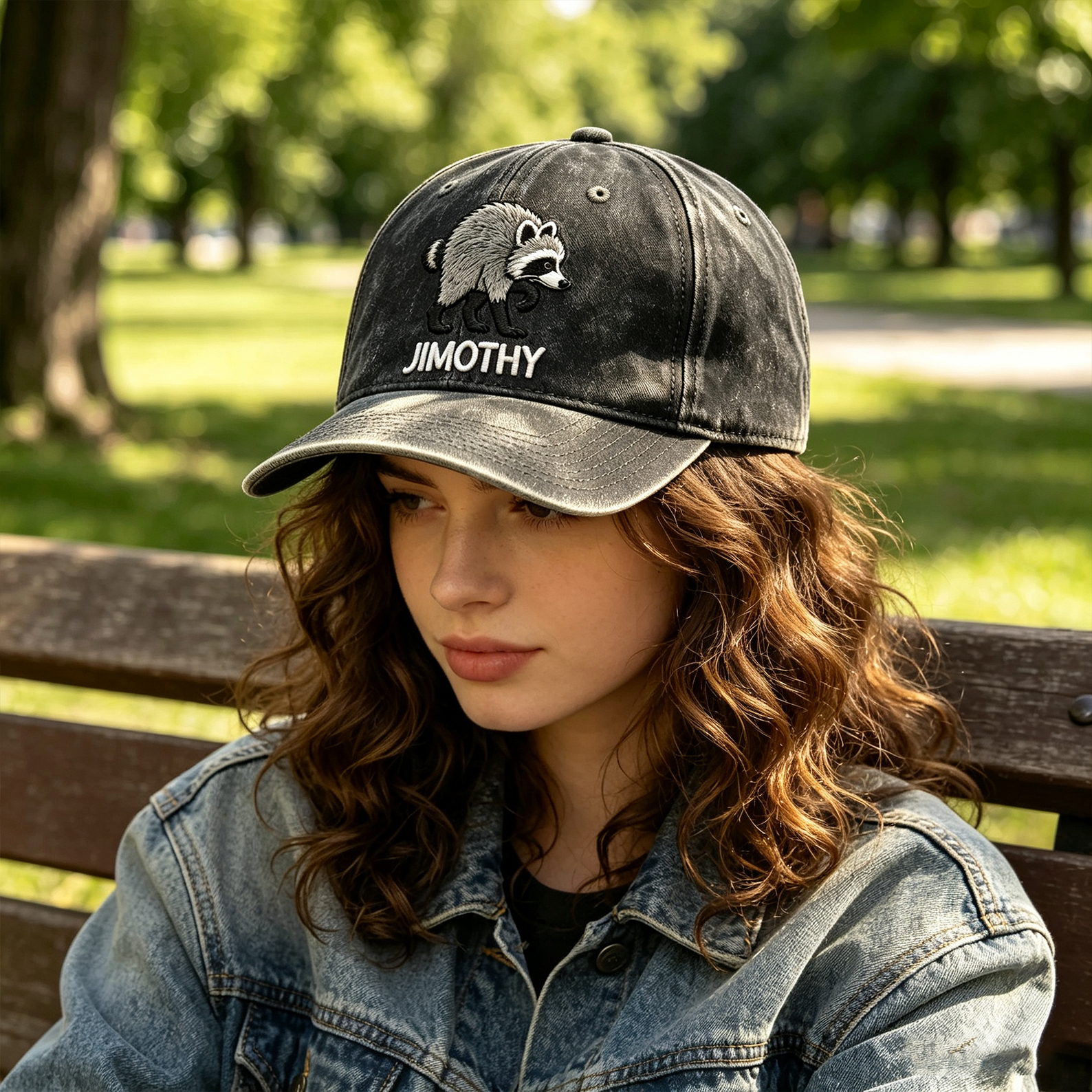 Vintage Seattle Raccoon Embroidered Washed Baseball Cap