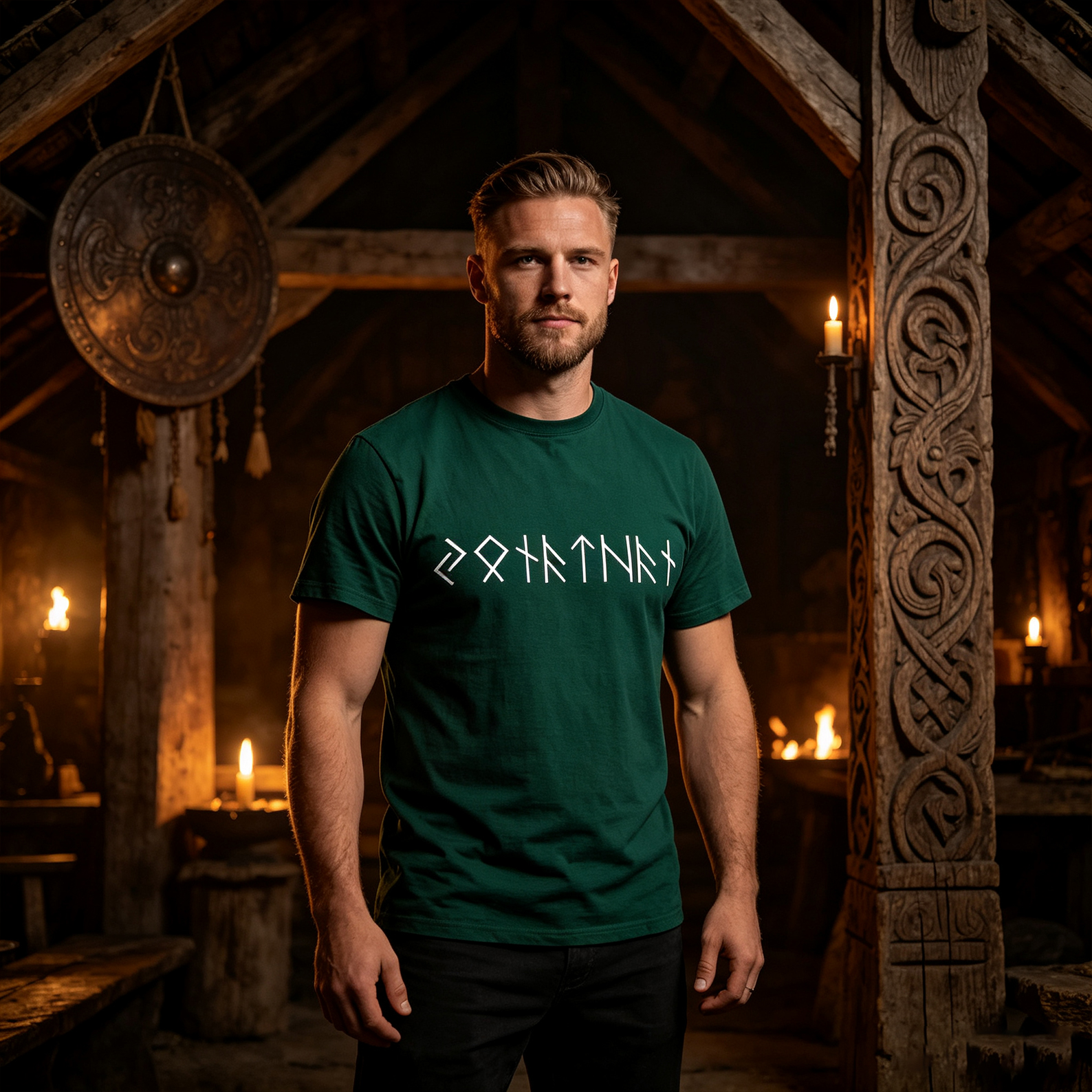 Personalized Classic T-Shirt Custom Name In Runes Viking Gift for Him