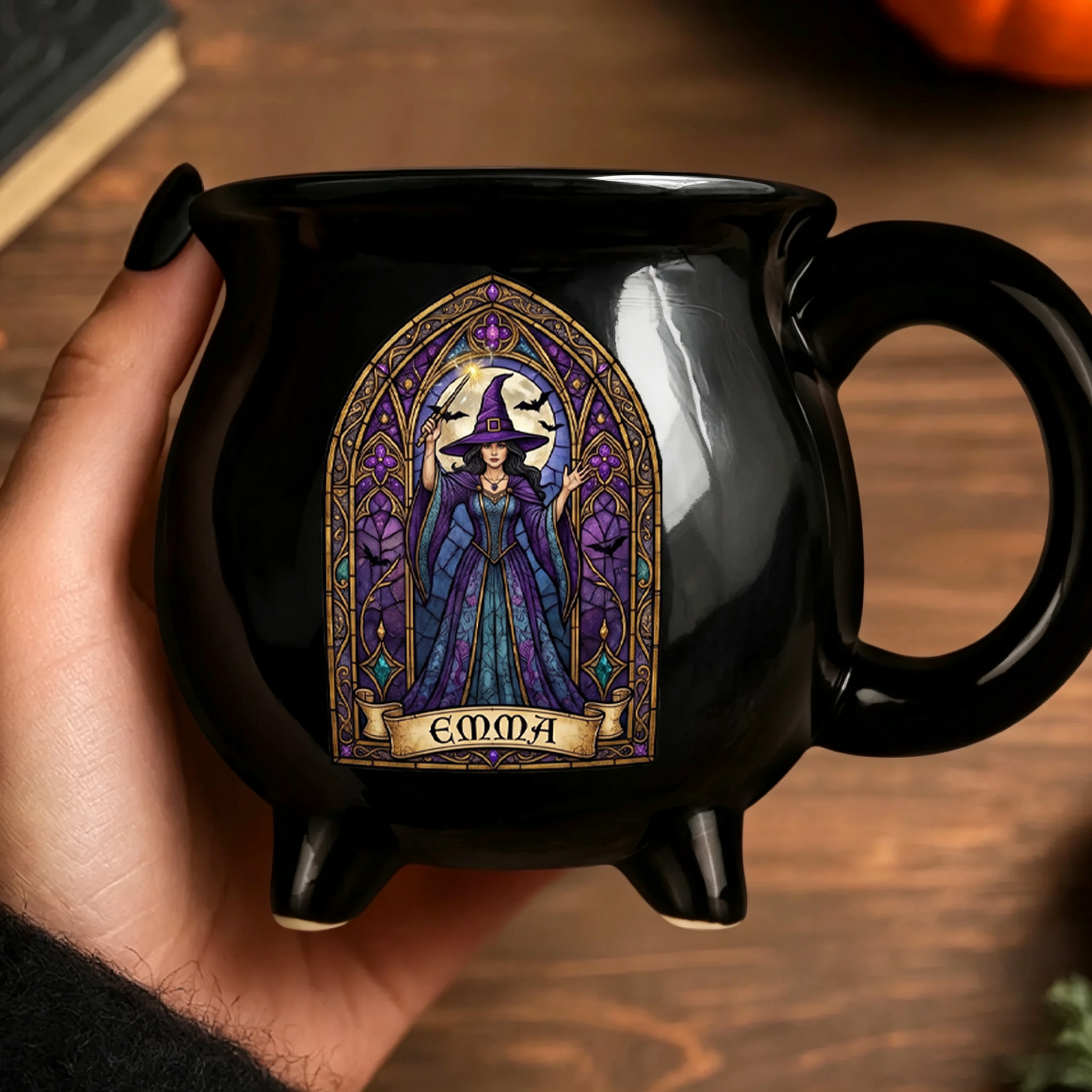 Personalized Gothic Witch Cauldron Ceramic Mug Halloween Magic Coffee Mug