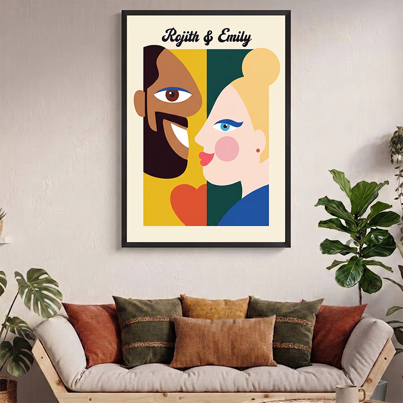 Personalized Family Portrait Canvas Custom Family Illustration with Names Modern Minimalist Wall Art Unique Family Gift Housewarming Decor