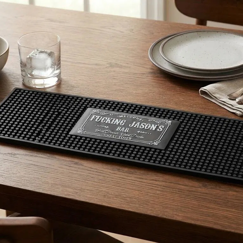 Personalized Bar Mat Home Bar Pub Accessories Art Rubber Bartender Mat