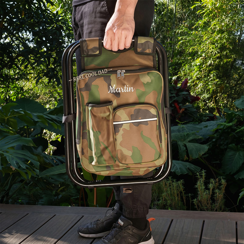 Personalized Fishing Dad Cooler Chair Backpack with Name Monogrammed Custom Outdoor Lover Gift Fishing Gifts for Dad Grandpa