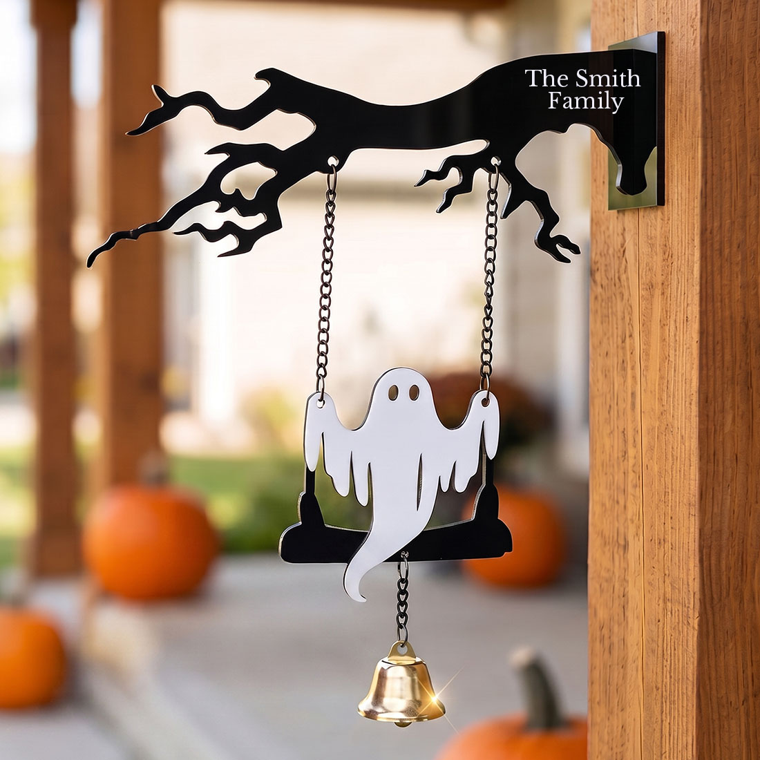 One Piece Dark Themed Ghost Acrylic Charm Halloween Theme Includes Bell Suitable for Outdoor Patio Balcony Garden Decorations 2D