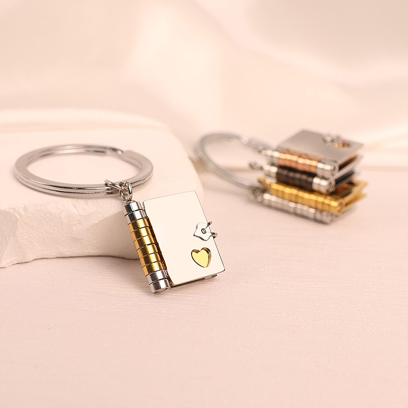Personalized Book Keychain with Name & Messages Custom Petite Book Engrave Memory Key Chain Gift for Mom Dad Perfect Book Lover Gifts