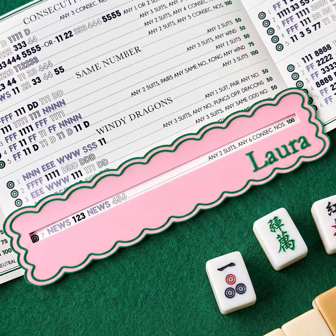 Mahjong Line Marker Mid Size Scalloped Personalized Mahjong Line Reader Custom Mahjong Line Finder Mahjong Lover Gift