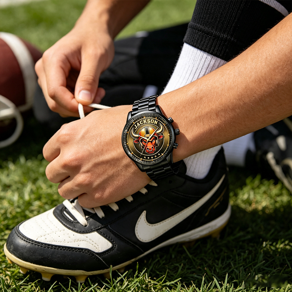 Personalized Football Watch Customized Mascot Name Gift For Football Lovers